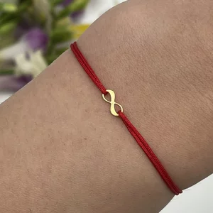 Bratara Aur 14K Dama, snur rosu si infinit (8 mm)