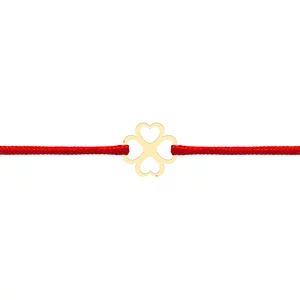 Bratara Aur 14K Dama, snur rosu si trifoi (7 mm)