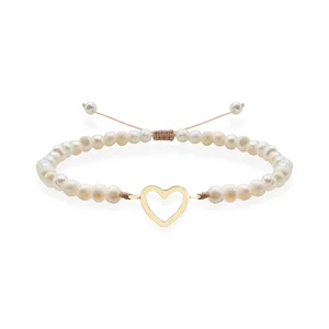 Bratara Aur 14K Premium dama - perle de cultura si inima (14 mm)