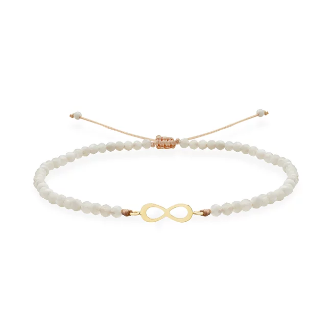 Bratara Aur 14K Premium dama - piatra lunii si infinit (11 mm)