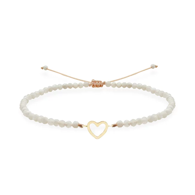 Bratara Aur 14K Premium dama - piatra lunii si inima (14 mm)