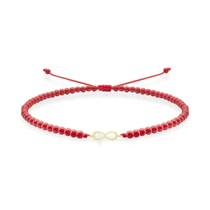 Bratara Aur 14K Premium dama, reglabila - coral rosu si infinit (11 mm)