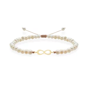 Bratara Aur 14K Premium dama, reglabila - perle de cultura si infinit (11 mm)