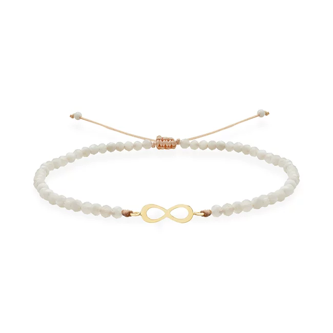 Bratara Aur 14K Premium dama, reglabila - piatra lunii si infinit (11 mm)