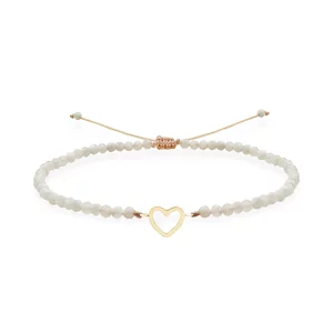 Bratara Aur 14K Premium dama, reglabila - piatra lunii si inima (14 mm)