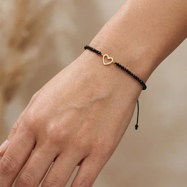 Bratara Aur 14K Premium dama, reglabila - spinel si inima (14 mm)
