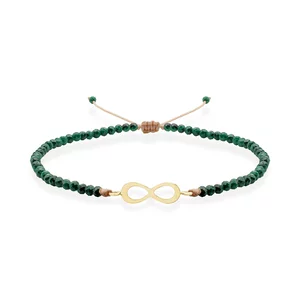 Bratara Aur 14K Premium dama, reglablia - malachit si infinit (11 mm)
