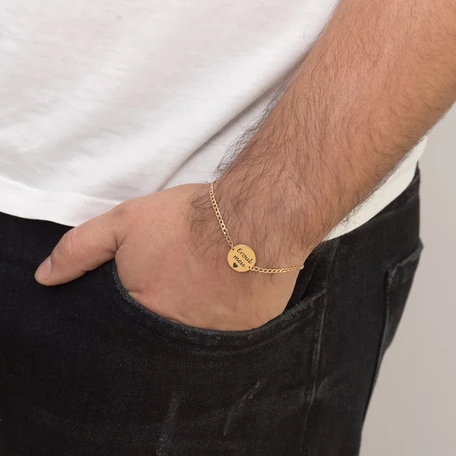 Bratara aur barbati, lant si banut, personalizata (15 mm)