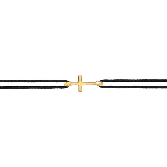 Bratara Aur barbati, snur si cruce (13 mm)