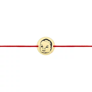 Bratara Aur bebelusi, gravata laser 4life cu poza, snur si banut (10 mm)