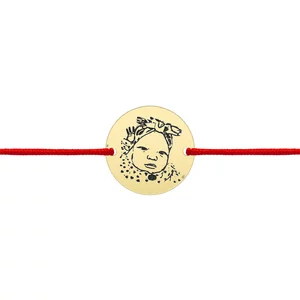 Bratara Aur bebelusi, gravata laser 4life cu poza, snur si banut (15 mm)