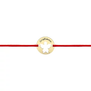 Bratara Aur copii, snur si banut ingeras, personalizata (10 mm)