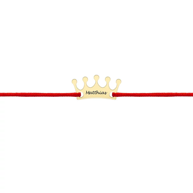 Bratara Aur copii, snur si coroana, personalizata (11 mm)
