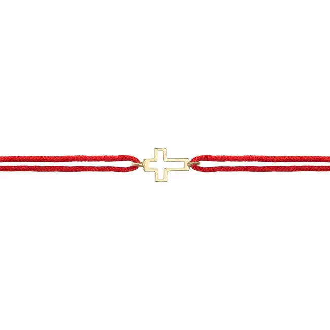Bratara Aur copii, snur si cruce simbol (12 mm)
