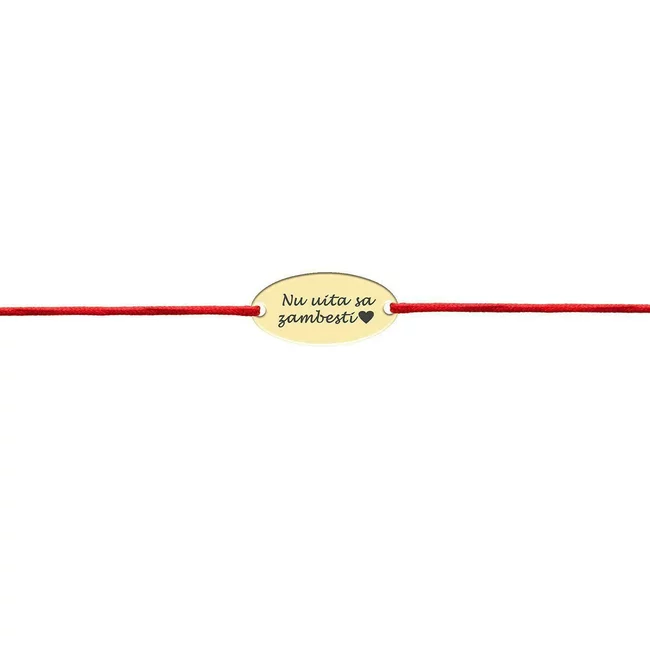 Bratara Aur copii, snur si oval, personalizata (15 mm)