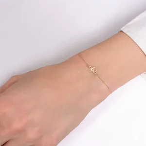 Bratara Aur dama, lant si cruce stilizata (10 mm)