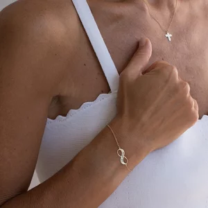 Bratara Aur 14K Premium de dama, lant si infinit, personalizata (18 mm)