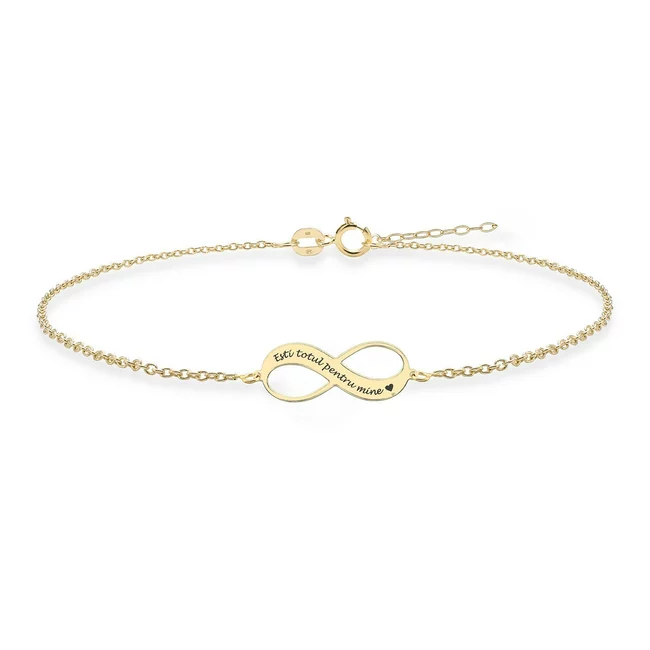 Bratara Aur 14K Premium de dama, lant si infinit, personalizata (18 mm)