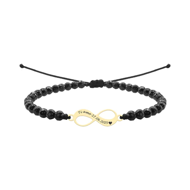 Bratara Aur Dama, onix fatetat si infinit, personalizata (18mm)