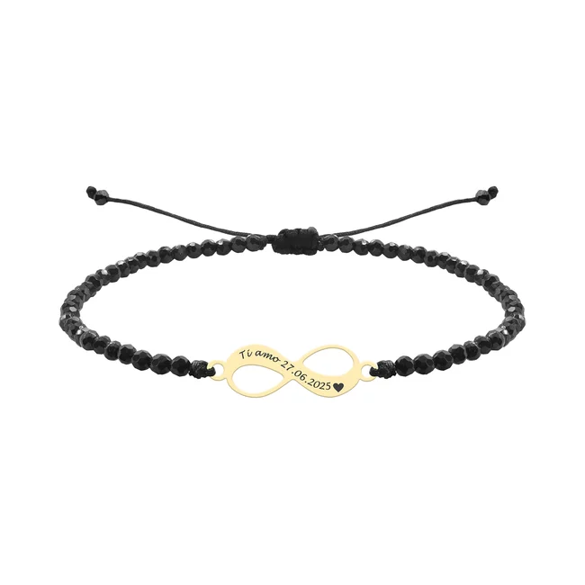 Bratara Aur Dama, pietre Spinel semipretioase si infinit, personalizata (18mm)