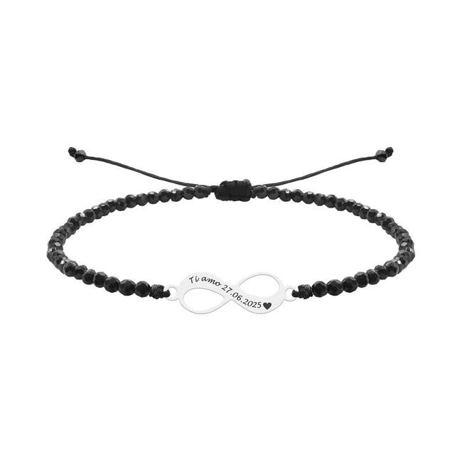 Bratara Aur Dama, pietre Spinel semipretioase si infinit, personalizata (18mm)