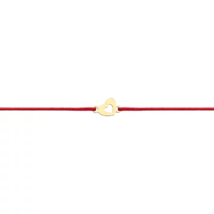 Bratara Aur dama, snur si inimioara decupata (6 mm)