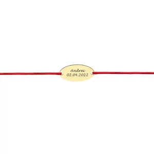 Bratara Aur bebelusi, snur si oval, personalizata (15 mm)