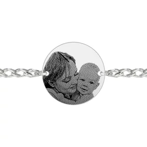 Bratara barbateasca lant banut 22 mm personalizat gravura foto Argint 925 Premium (lant Curbed)