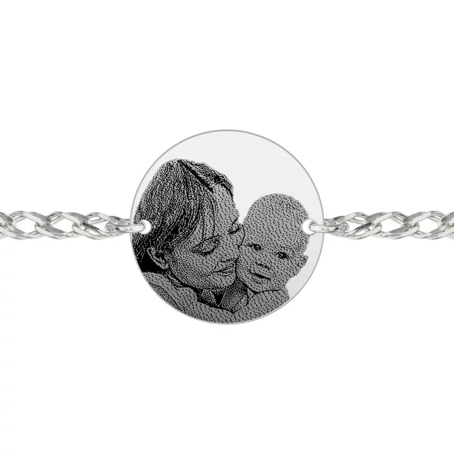 Bratara barbateasca lant banut 22 mm personalizat gravura foto Argint 925 Premium (lant Curbed)