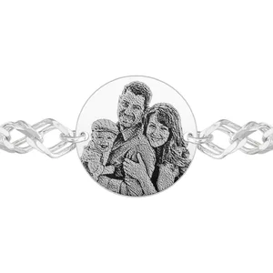 Bratara barbateasca lant banut 22 mm personalizat gravura foto Argint 925 Premium (lant Curbed XL)