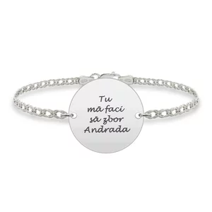 Bratara barbateasca lant banut 22 mm personalizat gravura text Argint 925 Premium (lant Curbed)