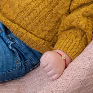 Bratara Aur bebelusi, snur si trifoi, personalizata (11 mm)