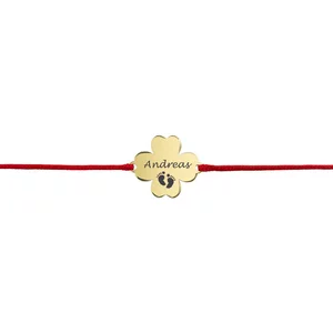 Bratara Aur bebelusi, snur si trifoi, personalizata (11 mm)