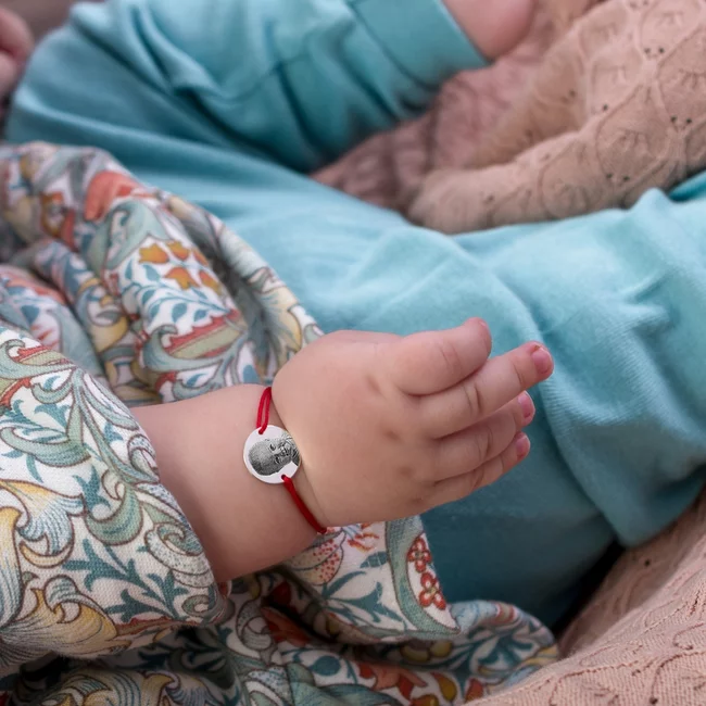 Bratara Aur bebelusi, snur si banut, personalizata cu poza (15 mm)