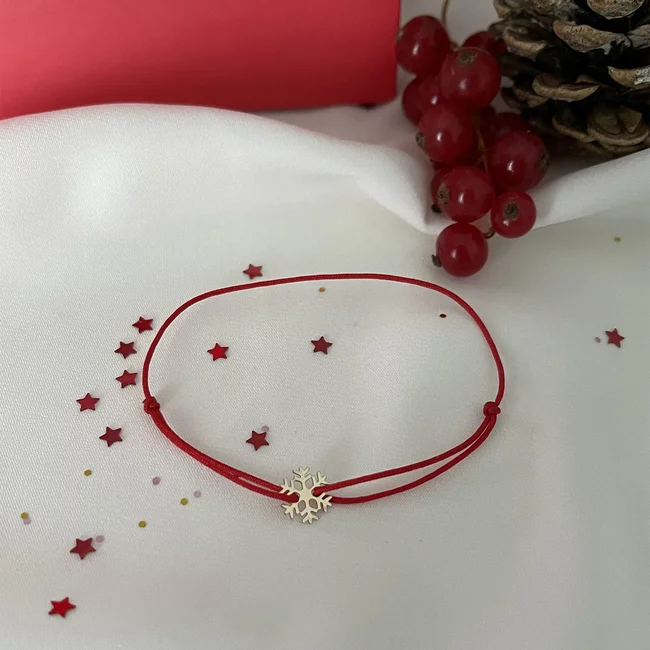 Bratara Copil Aur fulg de nea cu snur (9 mm)