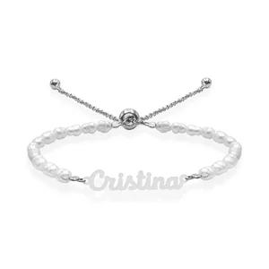 Bratara dama, Argint 925 Premium, cu nume decupat si perle de cultura