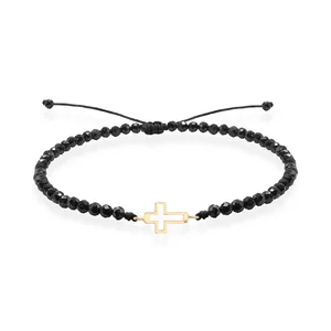 Brățară Damă Aur 14K Premium - Cruce decupată și spinel 12mm