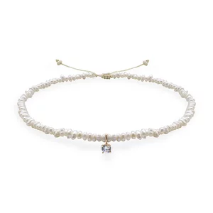 Bratara de Dama, Aur, piatra zirconiu si perle