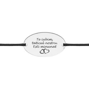 Bratara Argint barbati, snur gros si oval, personalizata (25 mm)