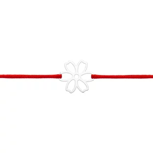 Bratara martisor Argint, snur rosu si floricica 11 mm (minim 3 buc)