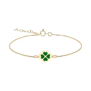Brățară Mărțișor Aur 14K Premium - Trifoi cu Email 7mm