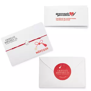 Bratara martisor Aur, snur rosu si coroana (11 mm)