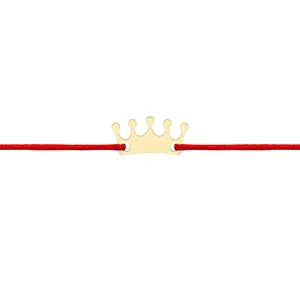 Bratara martisor Aur, snur rosu si coroana (11 mm)