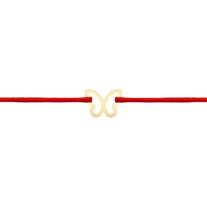 Bratara martisor Aur, snur rosu si fluture 8 mm (minim 3 buc)