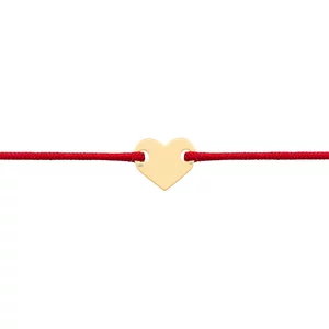 Bratara martisor Aur, snur rosu si inima 6 mm (minim 3 buc)