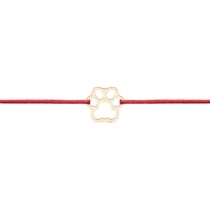 Bratara martisor Aur, snur rosu si labuta decupata (10 mm)