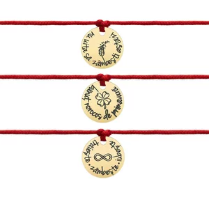 Brățară Mărțișor din Argint 925 Premium, placat cu aur galben - banut cu mesaje de primavara 10 mm (minim 5 buc)