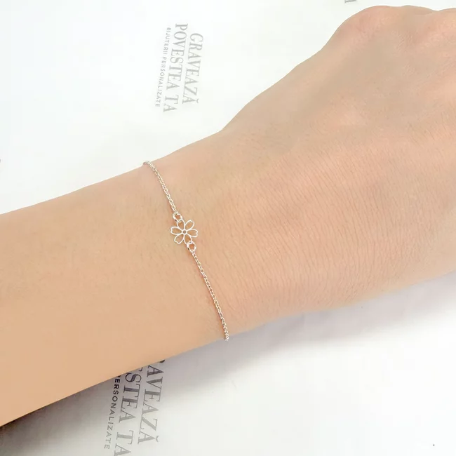 Brățară Mărțișor din Argint 925 Premium - Floare 7mm