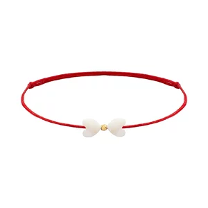 Brățară Mărțișor din Argint 925 Premium, placată cu aur galben – Fundiță din Piatră Sidef (minim 5 buc)