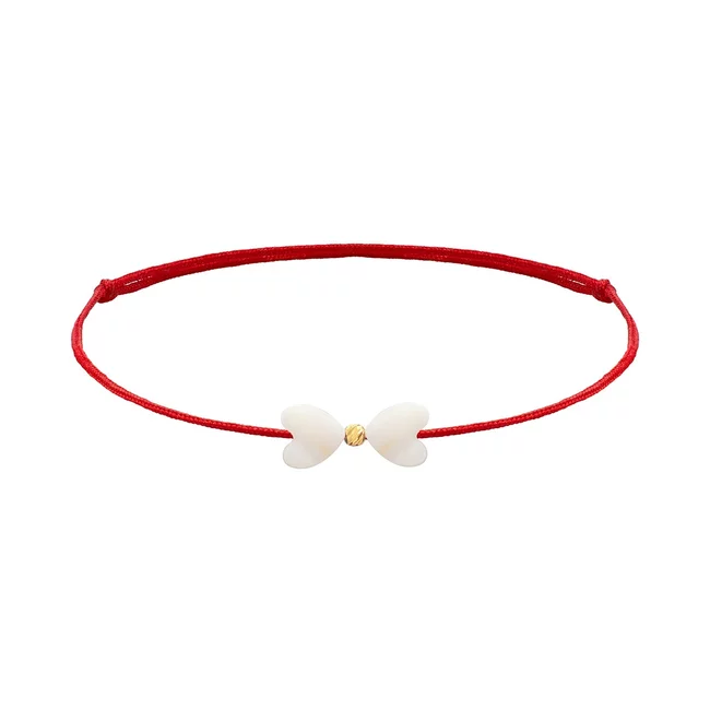 Brățară Mărțișor din Argint 925 Premium, placată cu aur galben – Fundiță din Piatră Sidef (minim 5 buc)